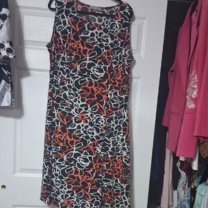 Danny & Nicole Black, White, and Red Floral Midi Dress